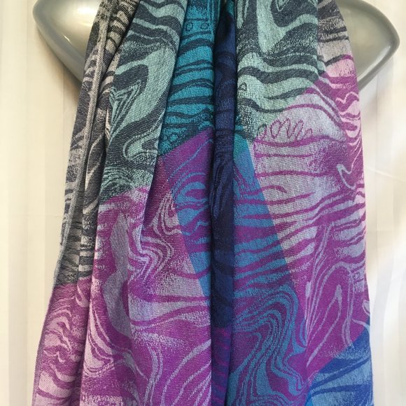 Women Gray Purple Blue 100% Pashmina Scarf Wrap Shawl Bohemian Cashmere Boho - Picture 4 of 12